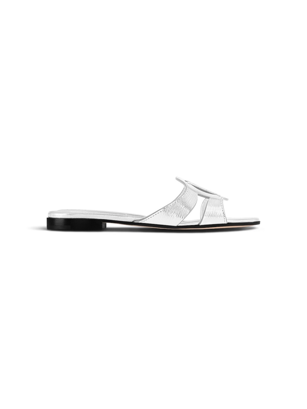 Louis Vuitton Silver Metallic Epi Isola Flat Mules Slides Sandal NEW 35 US 5